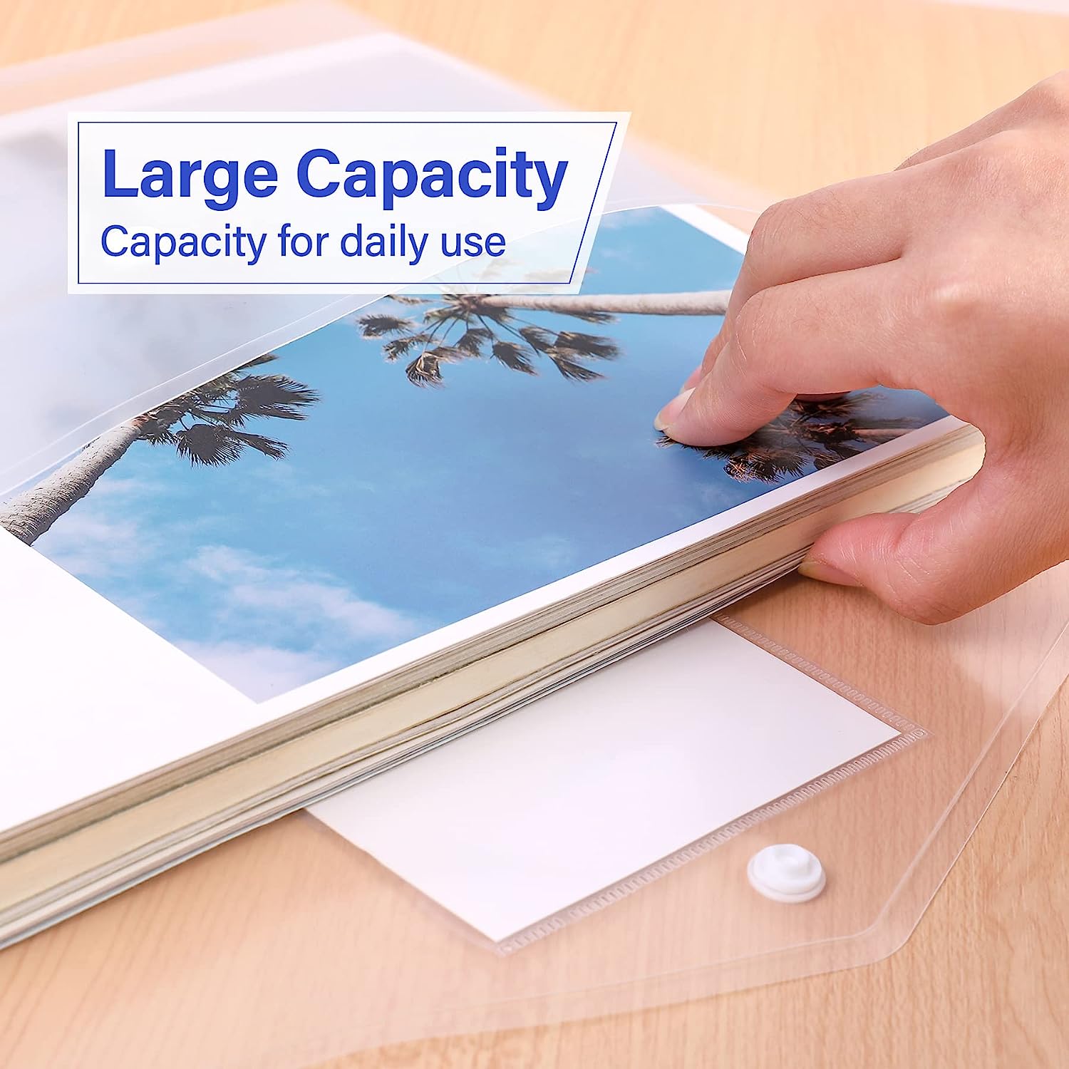 Vobou 12 Pack Plastic Envelopes Binder Pocket 11 Holes Expandable Binder Folders for 2/3/4 Ring Document Pouch, Snap Button and Lable Poly Envelopes for School, Home and Office, 6 Assorted Color - Image 3